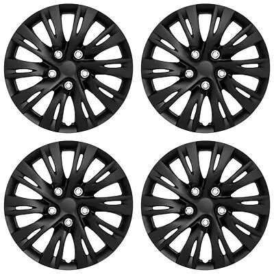 16  Set Of 4 Black Wheel Covers Snap On Full Hub Caps Fits R16 Tire & Steel Rim • $53.95