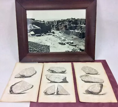 1870s John K Hillers Photograph Oraibi Moki Town 3 Etchings Of Rocks River Gila • $145