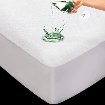 Waterproof Terry Towel Mattress Protector Fitted Sheet Bed Cover Non-Allergenic  • £7.99