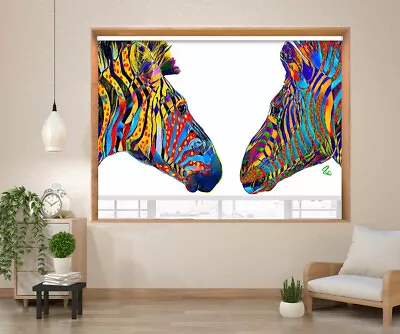 Ziggy Zag Zebras Colour Printed Picture Custom Window Roller Blinds Blackout • £188.50