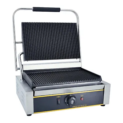 £179 • Buy Commercial Electric Griddle Contact Grill Grooved Panini Press Toaster Maker NEW