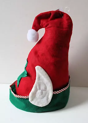 Red Elf Hat With Pointy Ears Santa Helper Costume Accessory 13  Tall NEW • $3.95