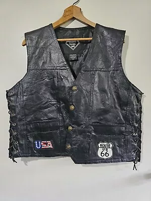 Leather Men's Motorcycle  Vest With Patches  • $45