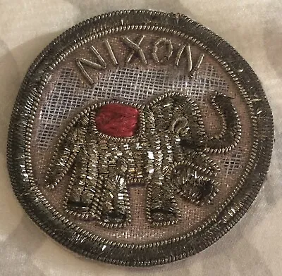 Vintage Richard Nixon Elephant Handmade Pin Brooch Beads 1-3/4  Politics • $12.98