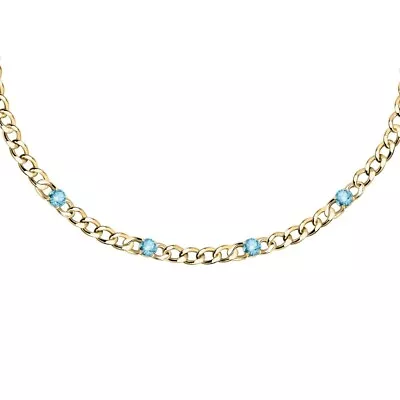 Necklace MORELLATO Women's Poetica Steel Golden/Crystals Blue SAUZ04 • $91.92