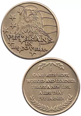 AA Recovery Bronze Affirmation Medallion - Veterans In Recovery (BRM114) • $2.40