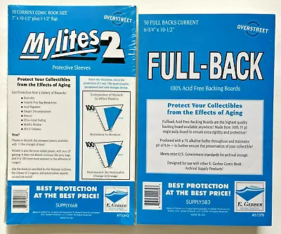 50 E. Gerber Current Comic Mylites 2 700M2 & 35 PT Full-Backs 675FB Set Of 50 • $41.70