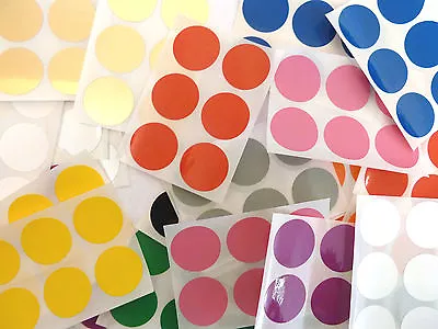 25mm (1 Inch) Round Plastic Vinyl Dot Stickers Coloured Circular Sticky Labels • £3.85