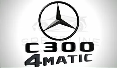 C300 Emblem 4MATIC Gloss Black Rear Trunk Star Badge Set AMG For Mercedes W204 • $33.99