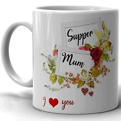 Supper Mum Design Mug Ceramic Novelty Cup Gift Coffee Tea Mug For Mothers Day • £8.99