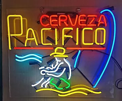 Cerveza Pacifico Surfing Beer Acrylic 20 X16  Neon Light Sign Lamp Club Bar Open • $130.79