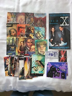 $99 • Buy X Files Collectibles. Several Items. Map, ID Badge, Pin, 2-3 Dozen Photo Cards