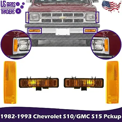 Set Of 4 Side Corner + Parking Signal Lights For 1982-93 Chevrolet S10 / GMC S15 • $45.34