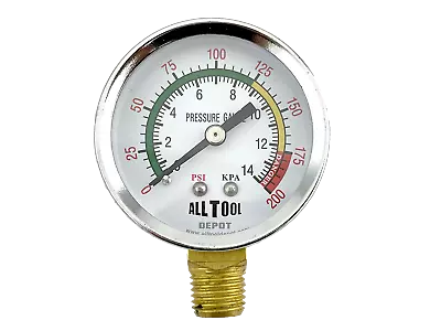 Air Pressure Gauge 2  Dial Side Mount 1/4 NPT - 0 To 200PSI Color Coded • $7.99