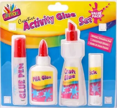 £5.99 • Buy Non-toxic Craft Glue Set Kids Creative Activity 4 Different Type Glue Bottle New