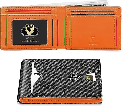 Slim Wallet For Men With 11 Card Slots Rfid Blocking Carbon Fiber Wallets Bifold • $16.98