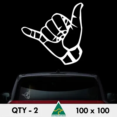 2 X Shaka Hand Stickers 100mm Ute 4x4 4wd Send It Truck Car Window Decal • $6.50