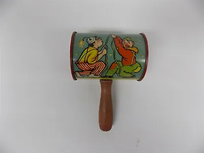 Vintage T. Cohn Tin Noisemaker Clowns Dog Duck Barrel Shape • $10.95