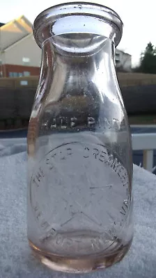 $140 • Buy Very Rare The Star Creamery Newport News Va. Round Embossed Half Pt. Milk Bottle