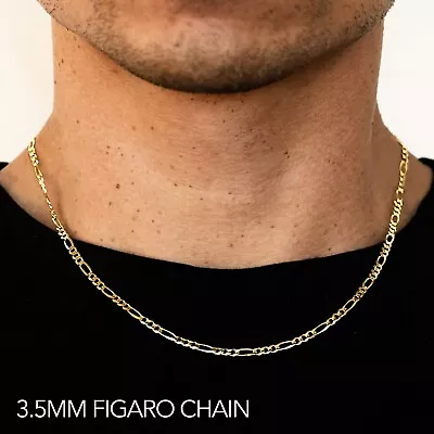 14k Yellow Gold 2mm-6.5mm Figaro Chain Necklace Bracelet Size 7 -30  Hollow • $111.16