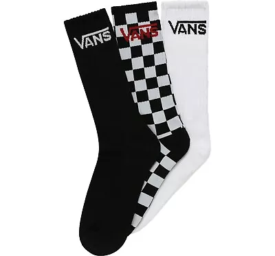 Men's 3-Pack VANS Classic Crew Socks VN000XSE95Y Black/White/Checkerboard 9.5-13 • $17.95