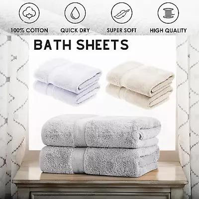 2X Extra Large Jumbo Bath Sheets 100% Premium Egyptian Cotton 600 GSM Soft Towel • £8.98