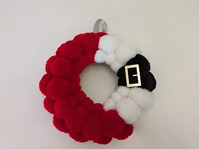Santa Belt Pompom Christmas Wreath • £20