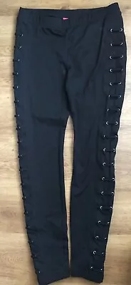 EUC Catherine Malandrino Black Leggings Side Lace Up Pants Small S • £12.87