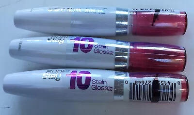 LOT OF 3 Maybelline New York Superstay 10 Hour Stain Gloss #130 Refreshing Red • $21