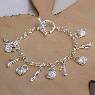 Fashionable Trendy Sexy Mens/Womens Dangling 925 Sterling Silver Charm Braclet • £4.99