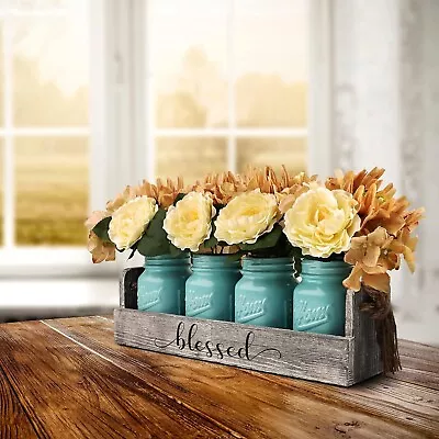 Mason Jar Dining Table Centerpieces - Coffee Table Decor With 4 Jars • $47.99