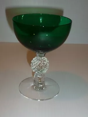 Vintage Morgantown Glass Golf Ball Stem Cocktail Glass Green  • $18.99