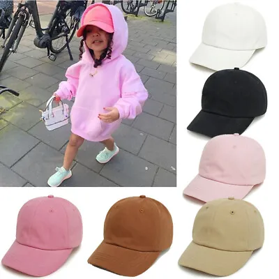 Kids Plain Baseball Cap Adjustable Toddler Infant Cotton Baby Sun Protection Hat • £4.99