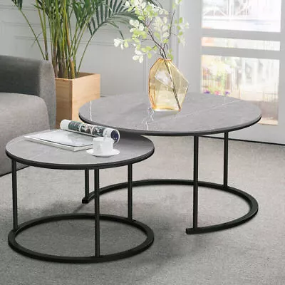 2X Large Luxury Marble Nesting Coffee Table Semi Circle Accent Dual End Tables • $169.93