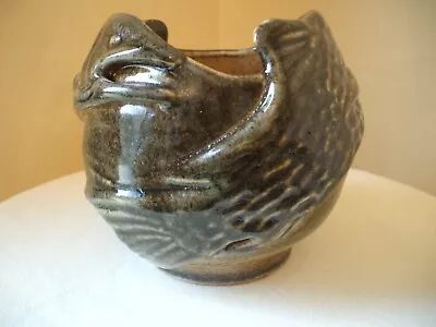 Relief Fish Sculpture Salt Glaze Art Pottery Bowl/ Vase Gar Fish • $35