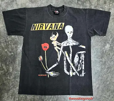 Vintage Nirvana Shirt L Incesticide In Utero Tour Kurt Cobain Giant Sliver Punk • $99