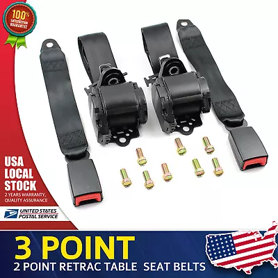 Universal 3 Point Retractable Car Seat Belt Bolt Automatic Safety Strap • $42.89