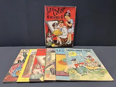 Saalfield Publishing Let’s Color 6 Coloring Books Vintage 1940 Used • $29.99