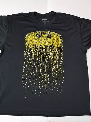 Batman DC Comics Mens Black T Shirt Yellow Graphic Martix Melting Batman XL  • $17