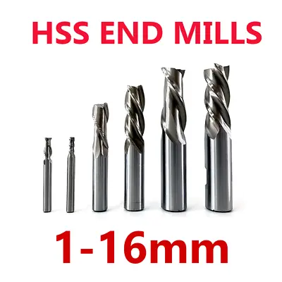 1mm-20mm HSS-AL End Mills 2-Flute 4-Flute Milling Cutters • £5.99