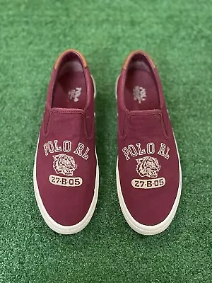 Polo Ralph Lauren Slip Ons Size 9.5 Men Red Tiger  Canvas • $19.99