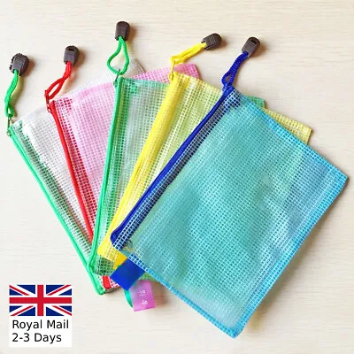 A3 A4 A5 Clear Fabric Zip Portfolio Bags Filing Document Pencil Storage Holder   • £4.39