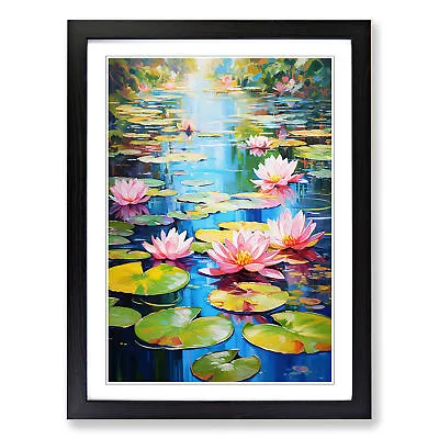 Water Lily Pond Action Wall Art Print Framed Canvas Picture Poster Decor • £24.95