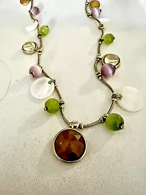 Petite Glass Bead And Mother Of Pearl Necklace • $0.99