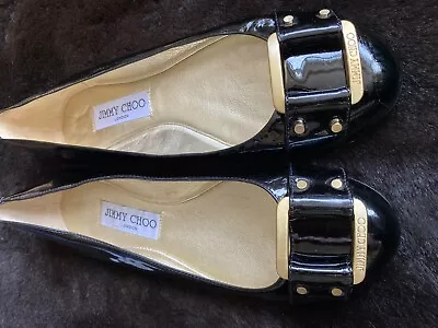 New Genuine Leather Jimmy Choo Slip On Black Gold Shoes Odd Size‼️ EU R37 L37.5 • £55