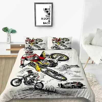 Motorcycle Sketch Duvet/Quilt/Doona Cover Single/Double/Queen/King Bedding Set • $13.04