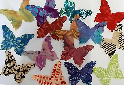 Batik Butterflies Fabric Scraps Pack Remnants Patchwork Bundle 15pcs 8cm X 6cm • £2.84