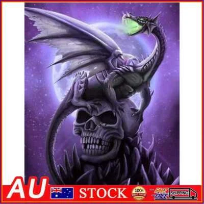 $12.29 • Buy 5D DIY Full Drill Diamond Painting Evil Skull Dragon Cross Stitch Embroidery Rhi