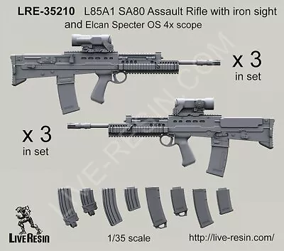 Live Resin LR-35210 1/35 L85A1 SA80 Assault Rifle With Sight And Specter • $12.92