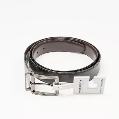 Perry Ellis Portfolio Leather Reversible Belt Black/Brown Size L (38-40) • $19.99